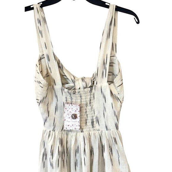 Free People Women's Tie Front Smock Back Dress Black Ivory Size XS NWT - Picture 5 of 8
